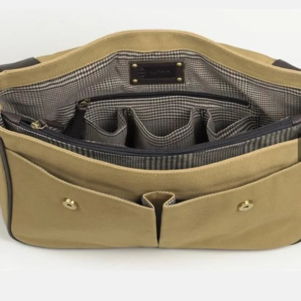 Winn International Cotton Canvas Messenger Bag W/Leather Style 2414
